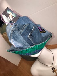 Image 5 of H.O.D. Multi Color Knit and Denim Panel Reversible Bucket Hat