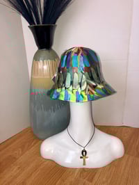 Image 4 of H.O.D. Multi Color Silky Material And Denim Panelled Wide Brim Sun Hat  