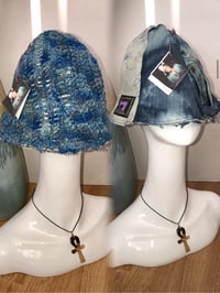 Image 1 of H.O.D. Knitted 2 Toned Blue with Denim Reversible Bucket Hat  