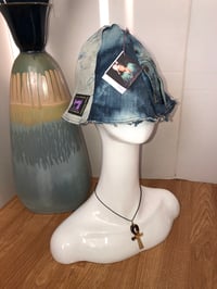 Image 3 of H.O.D. Knitted 2 Toned Blue with Denim Reversible Bucket Hat  