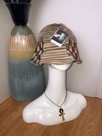 Image 2 of H.O.D. Knitted Tan Embroidery And Denim Panel Reversible Bucket Hat 