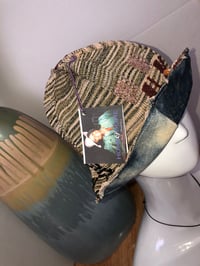 Image 4 of H.O.D. Knitted Tan Embroidery And Denim Panel Reversible Bucket Hat 