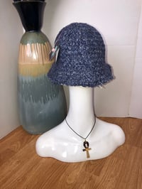 Image 2 of H.O.D. Blue Knit Panel With Distressed Denim Reversible Bucket Hat 