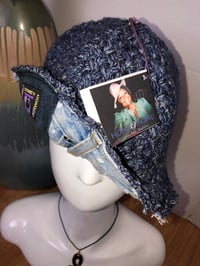 Image 4 of H.O.D. Blue Knit Panel With Distressed Denim Reversible Bucket Hat 