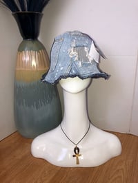 Image 3 of H.O.D. Blue Knit Panel With Distressed Denim Reversible Bucket Hat 
