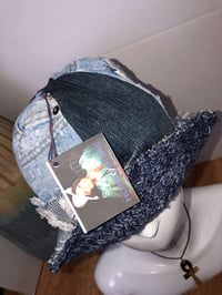Image 5 of H.O.D. Blue Knit Panel With Distressed Denim Reversible Bucket Hat 