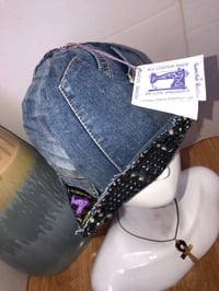 Image 5 of H.O.D. Black Knit With Gold And Silver Stitching And Denim Panel Reversible Bucket Hat  
