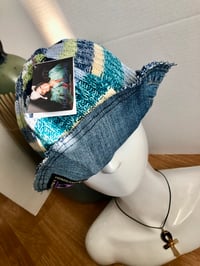 Image 4 of H.O.D. Multi Color Knit With Denim Panel Reversible Bucket Hat 