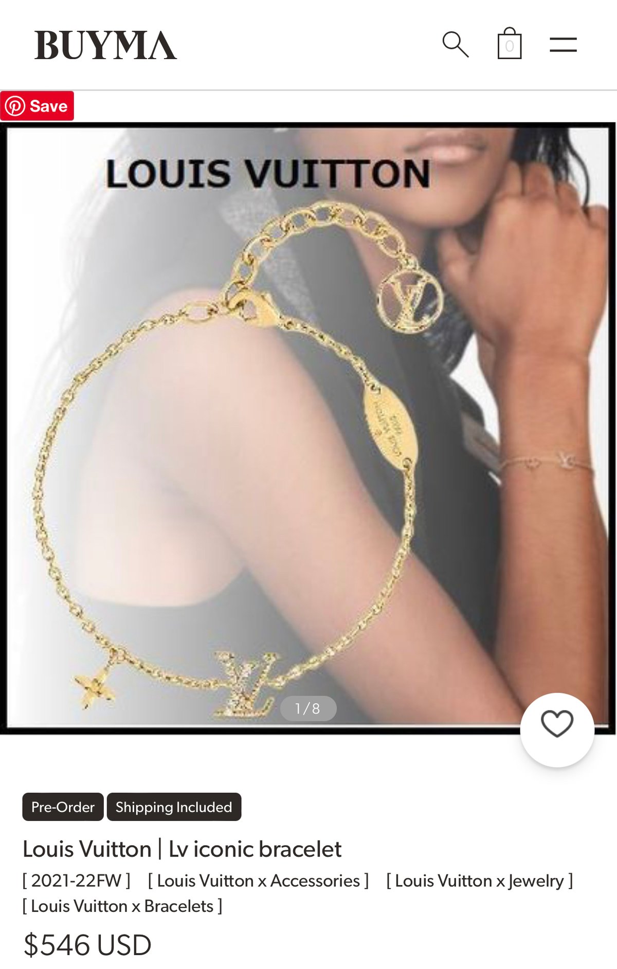Image of Louis Vuitton Gold Lv Iconic Bracelet