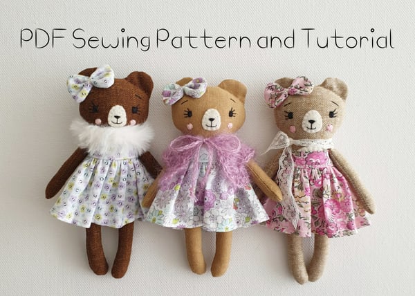 Image of Mini Bear Doll Sewing Pattern - Digital PDF