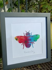 Image 4 of Rainbow bee framed fabric art