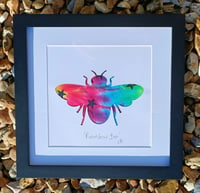 Image 2 of Rainbow bee framed fabric art