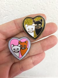 Image 1 of Cat Love Heart Shaped Enamel Pin