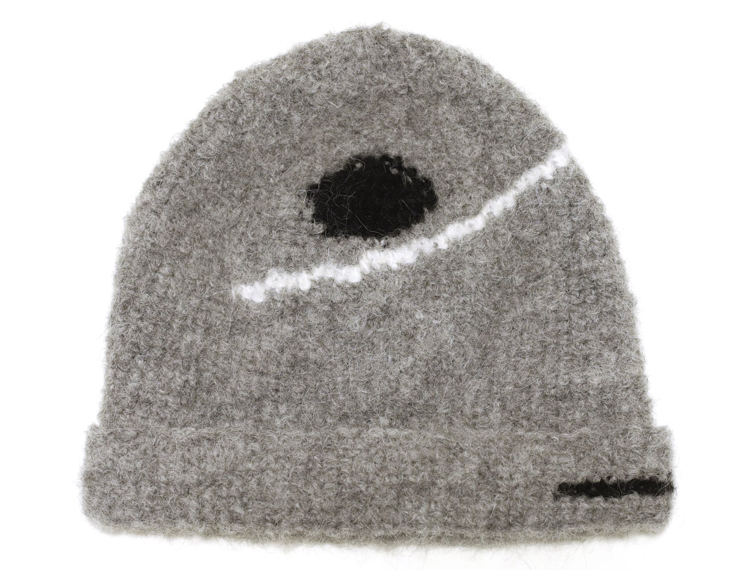 Image of GREY MOHAIR CAP WITH LINE