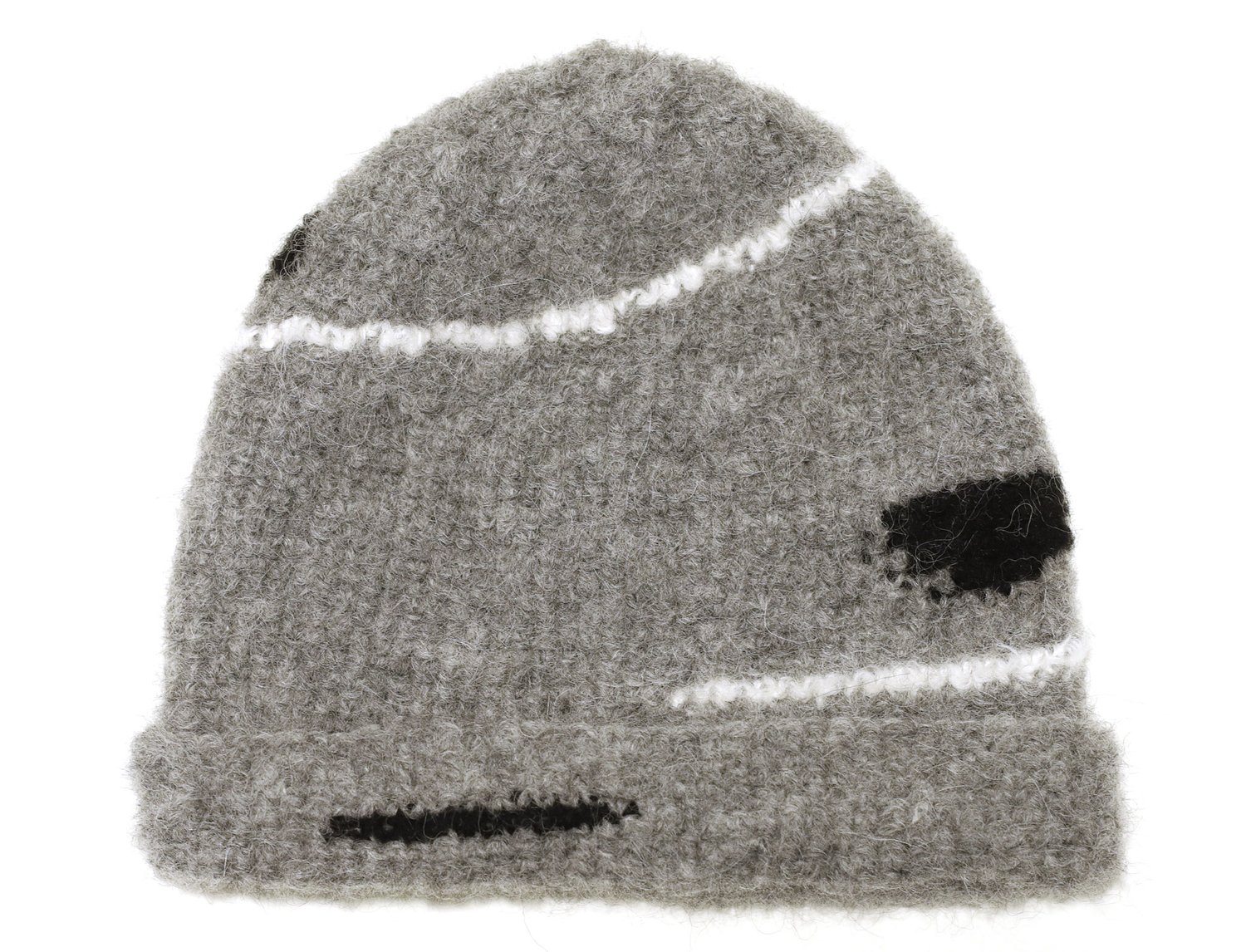 Image of GREY MOHAIR CAP WITH LINE