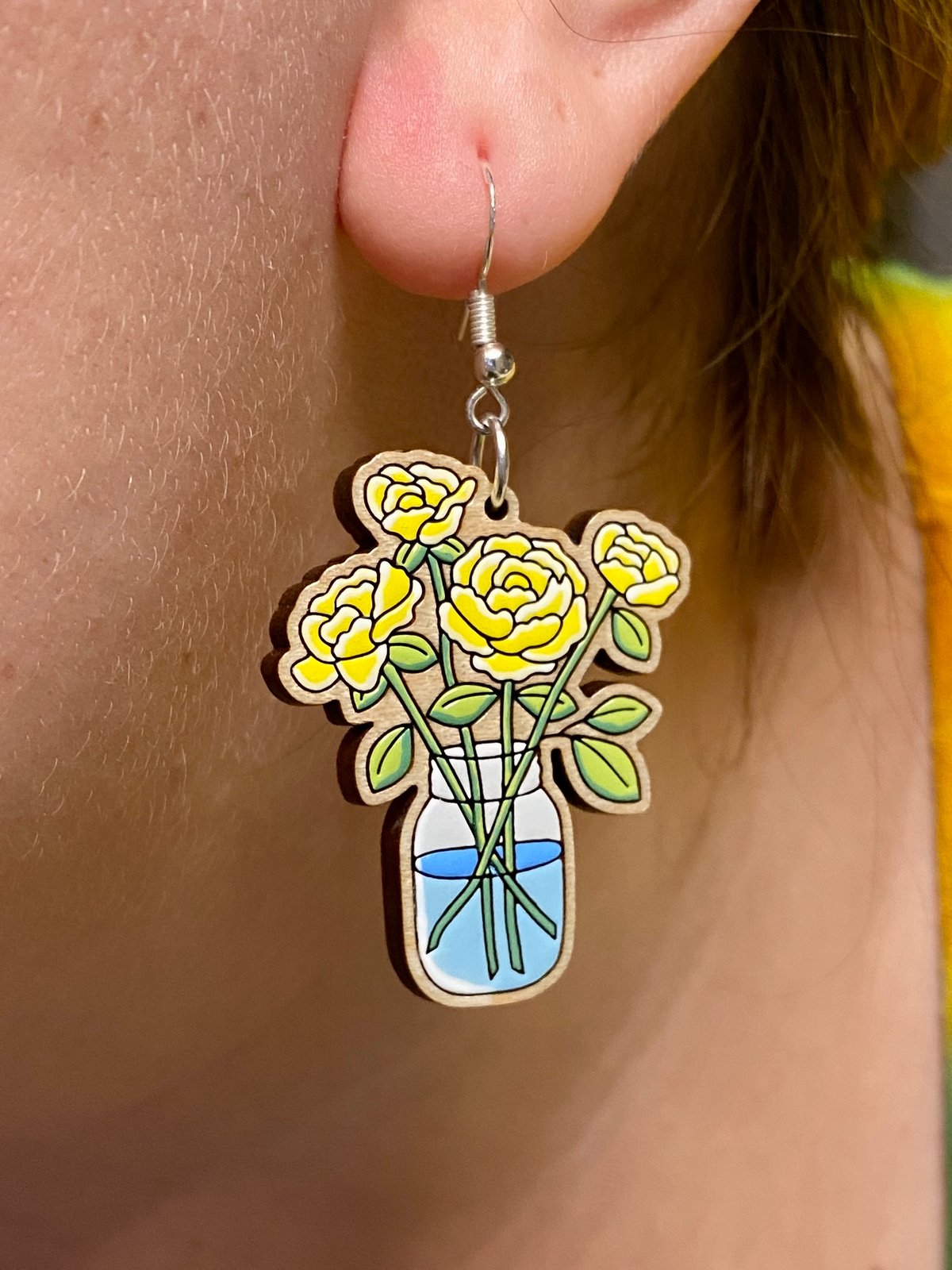 Wooden dangle earrings sales