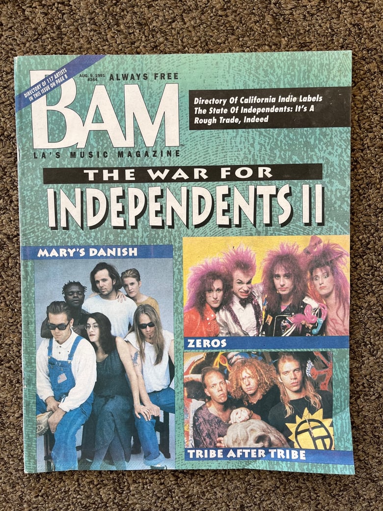 Image of BAM Magazine Aug. 1991, The Zeros on the cover,  Swingin Thing, Jailhouse, Pretty Vancant