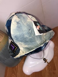 Image 5 of H.O.D. Blue Treated Velvet And Denim Panel Wide Brim Sun Hat   