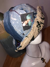 Image 4 of H.O.D. Tan Knit with Distressed Denim Reversible Bucket Hat