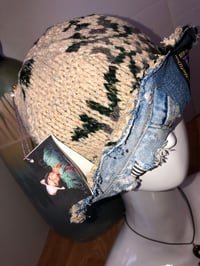 Image 5 of H.O.D. Tan Knit with Distressed Denim Reversible Bucket Hat