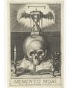 ''Title print with a skull and an hourglass'' (1626)