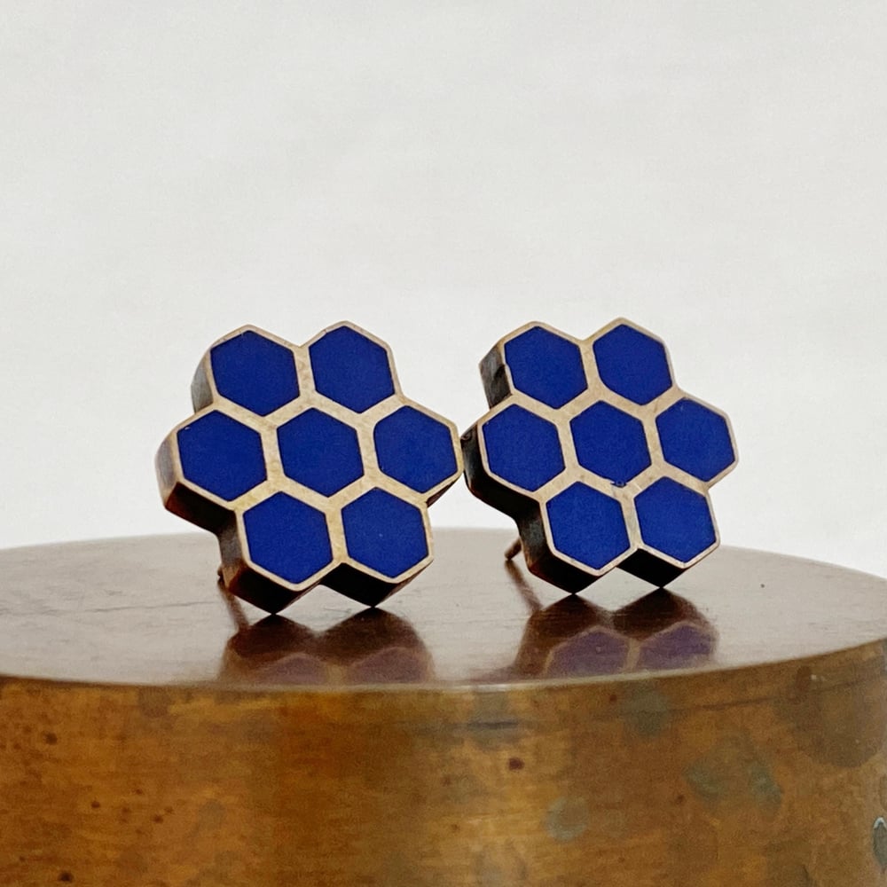 Image of Blue Honeycomb Studs