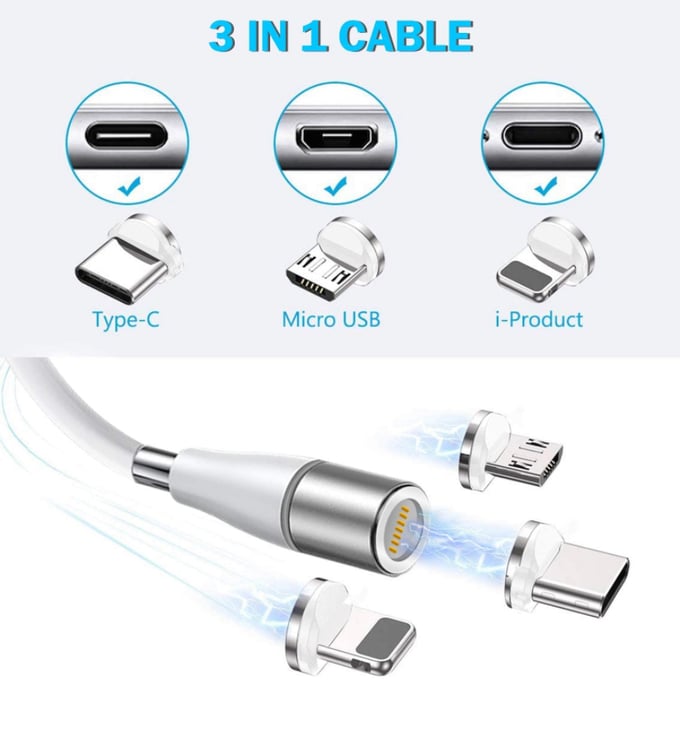 Image of 3-Way Coil Magnetic Charging Cable