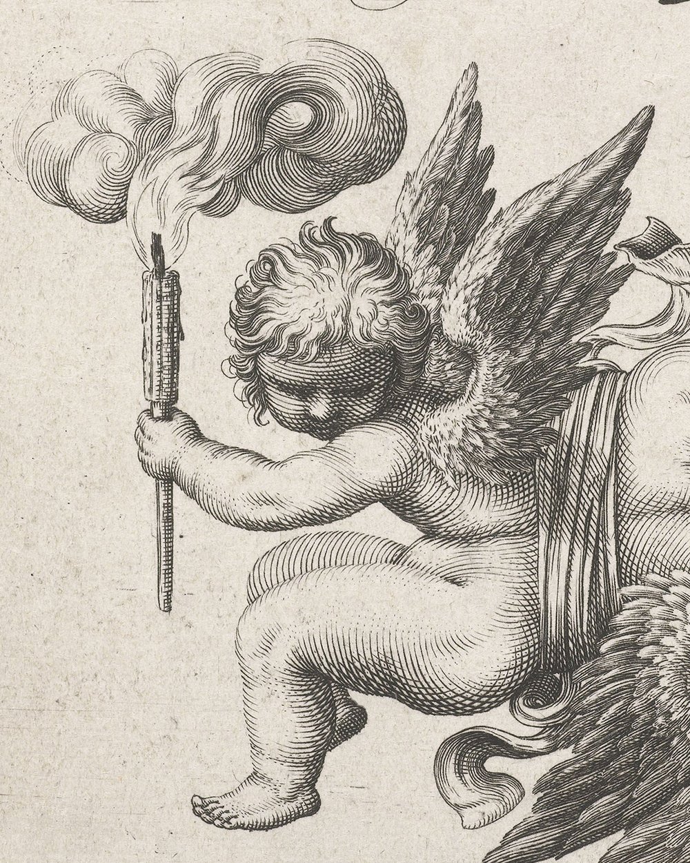 "Two gods of love (Amor) connected by a ribbon" (1590 - 1633)