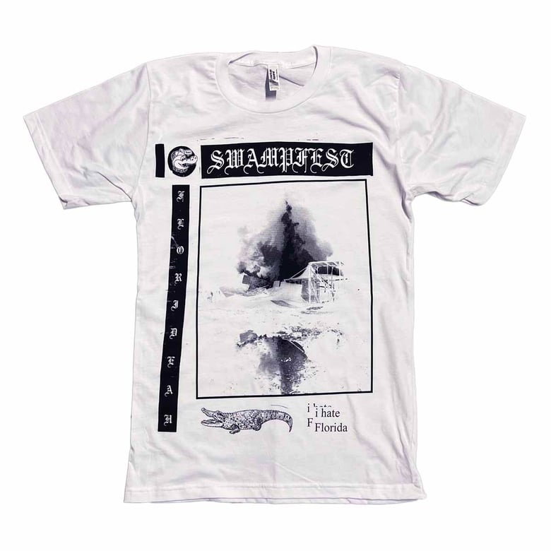 Image of Swampfest I hate Florida shirt white/black