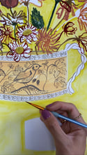 Silver Lustre Birds Romantic Vase Print