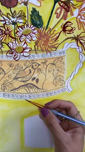 Image of Silver Lustre Birds Romantic Vase Print