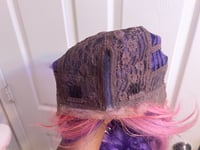 Image 3 of Purple Body Wave Wig with Pink Stripes and Tinsel