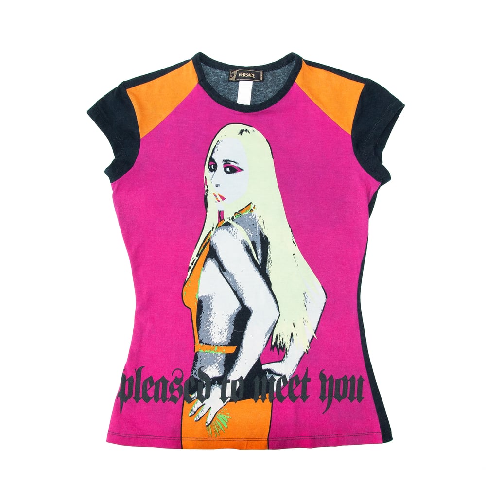 Image of Versace 2004 Donatella 'Pleased To Meet You' T-shirt