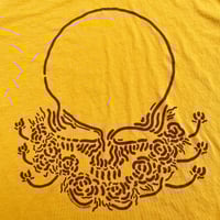 Image 2 of Wavy Skull on Antique Gold T-shirt w/ Maroon Print