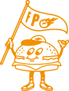 Burger man & flag sticker