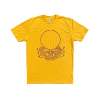 Image 1 of Wavy Skull on Antique Gold T-shirt w/ Maroon Print