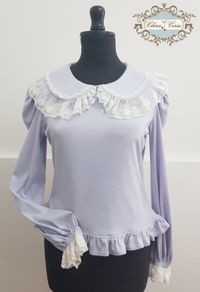 Image of Round Collar Long Sleeve Cutsew - Ghost Lavender