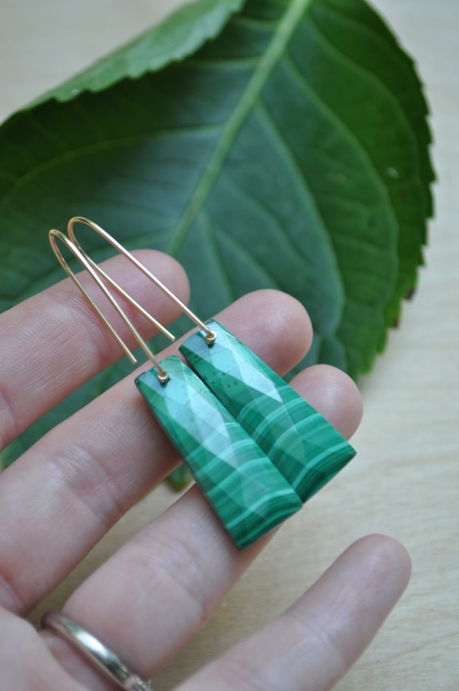 Image of One of a Kind Malachite Dangles on Gold Fill