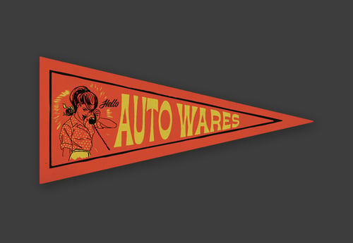 Image of 'Hello Auto Wares' Pannant flag stickers
