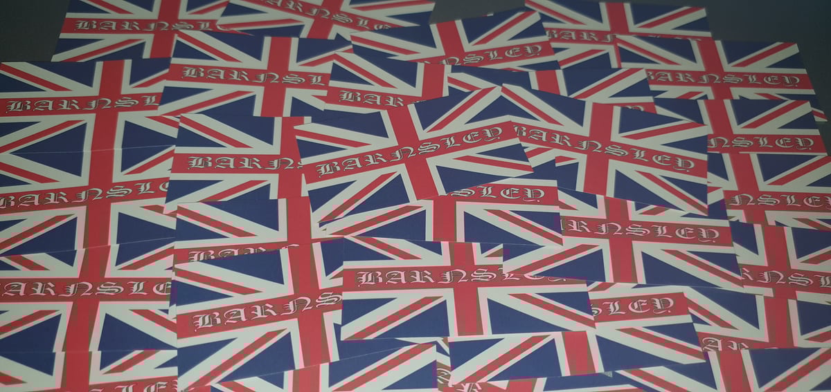 Pack of 25 8x4cm Barnsley British Football/Ultras Stickers.