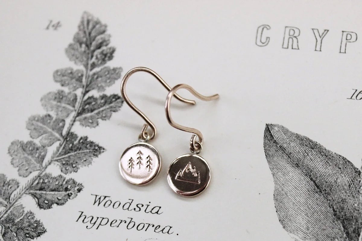 Image of *SALE - was £180* 9ct Rose Gold 'Wilderness' little disc earrings