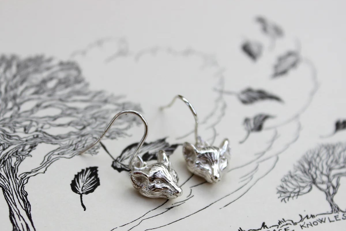 Image of *SALE - was £120* Silver fox earrings with hooks