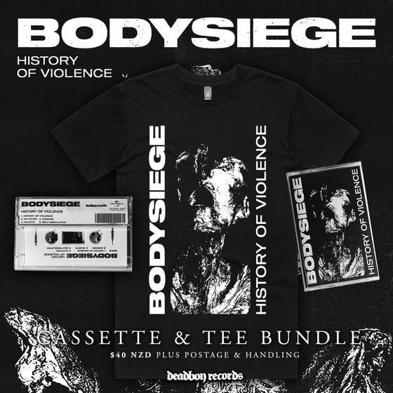 Image of BODYSIEGE - History of Violence Tee & Cassette Combo