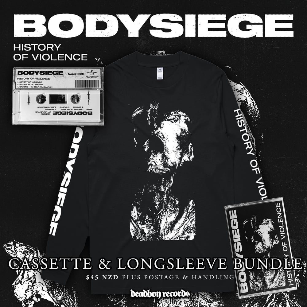 Image of BODYSIEGE - History of Violence Longsleeve Tee & Cassette Combo