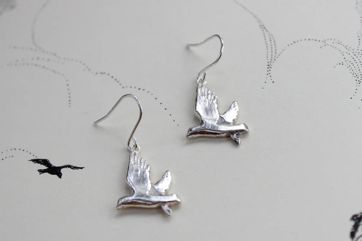 Image of *SALE - was £120* Silver seagull earrings