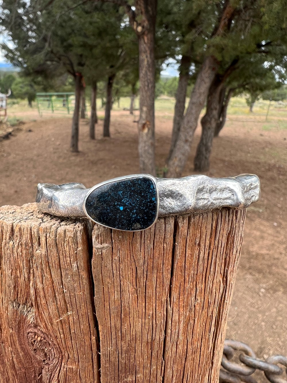 Apache Blue wood cast cuff