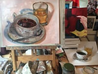 Image 3 of Coffee and OJ, still life oil painting