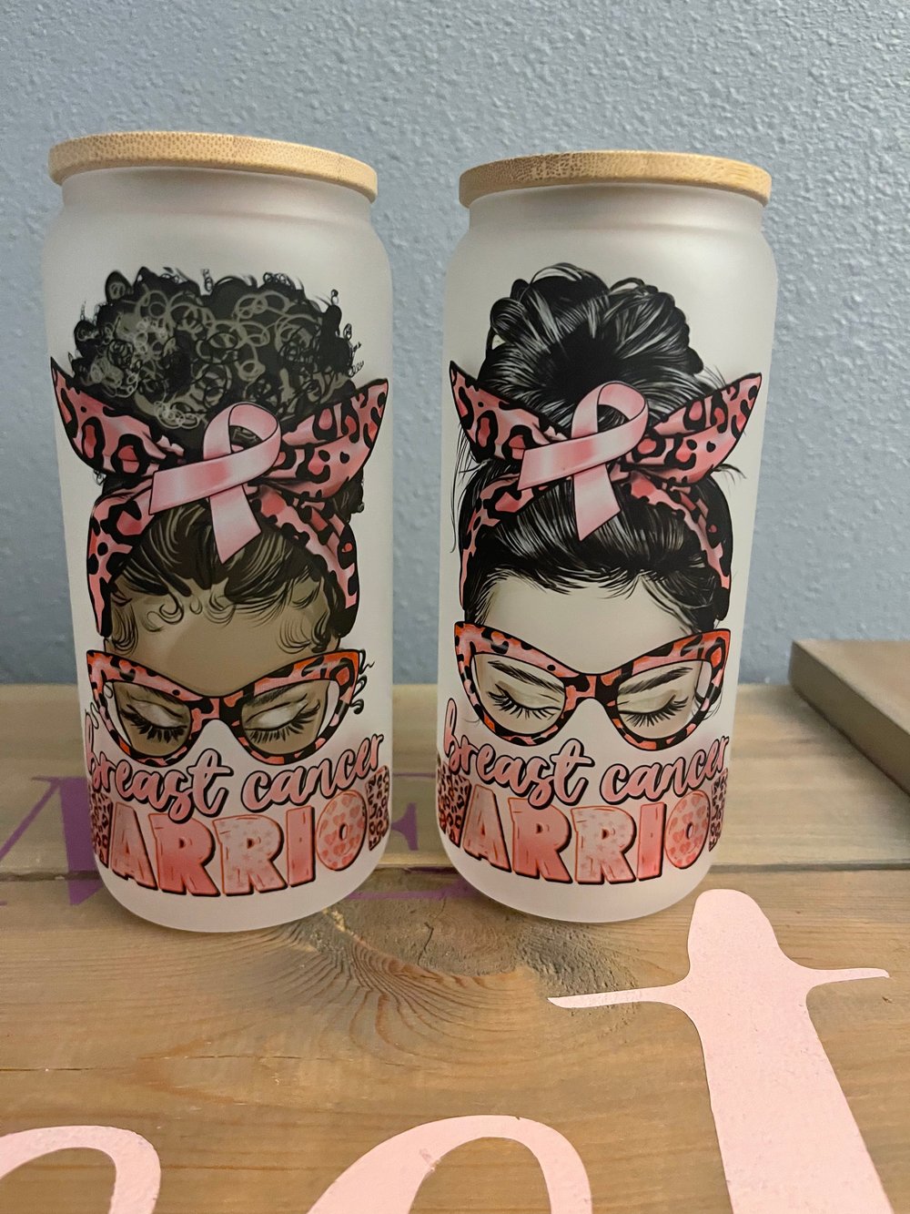 Image of Breast Cancer Warrior 20 oz Frosted Tumblers 