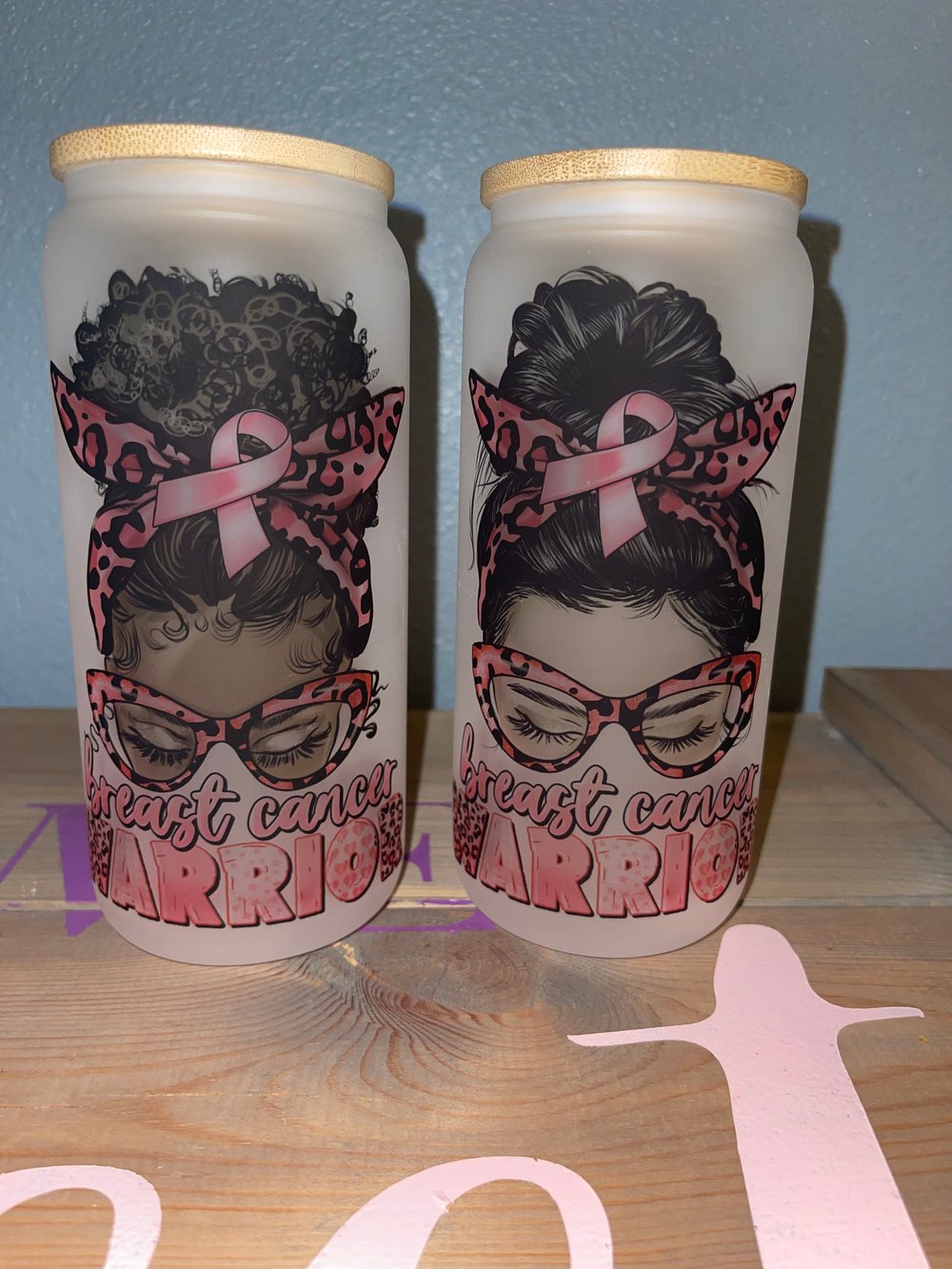 Image of Breast Cancer Warrior 20 oz Frosted Tumblers 