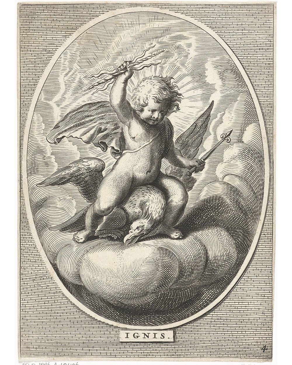 "Child with lightning bolts on eagle's back" (1648 - 1706)